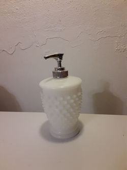 Vintage Fenton White Hobnail Milk Glass Lotion Soap Dispenser No Chips Excellent Condition $15