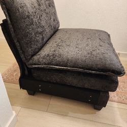 Black Velvet Armless Chair