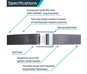 HoldRite QuickBelt for 80 Gallon Water Heater, Soft Belt, QB-50-F Little Firefighter Seat Belt Front Tension Calenton De Agua