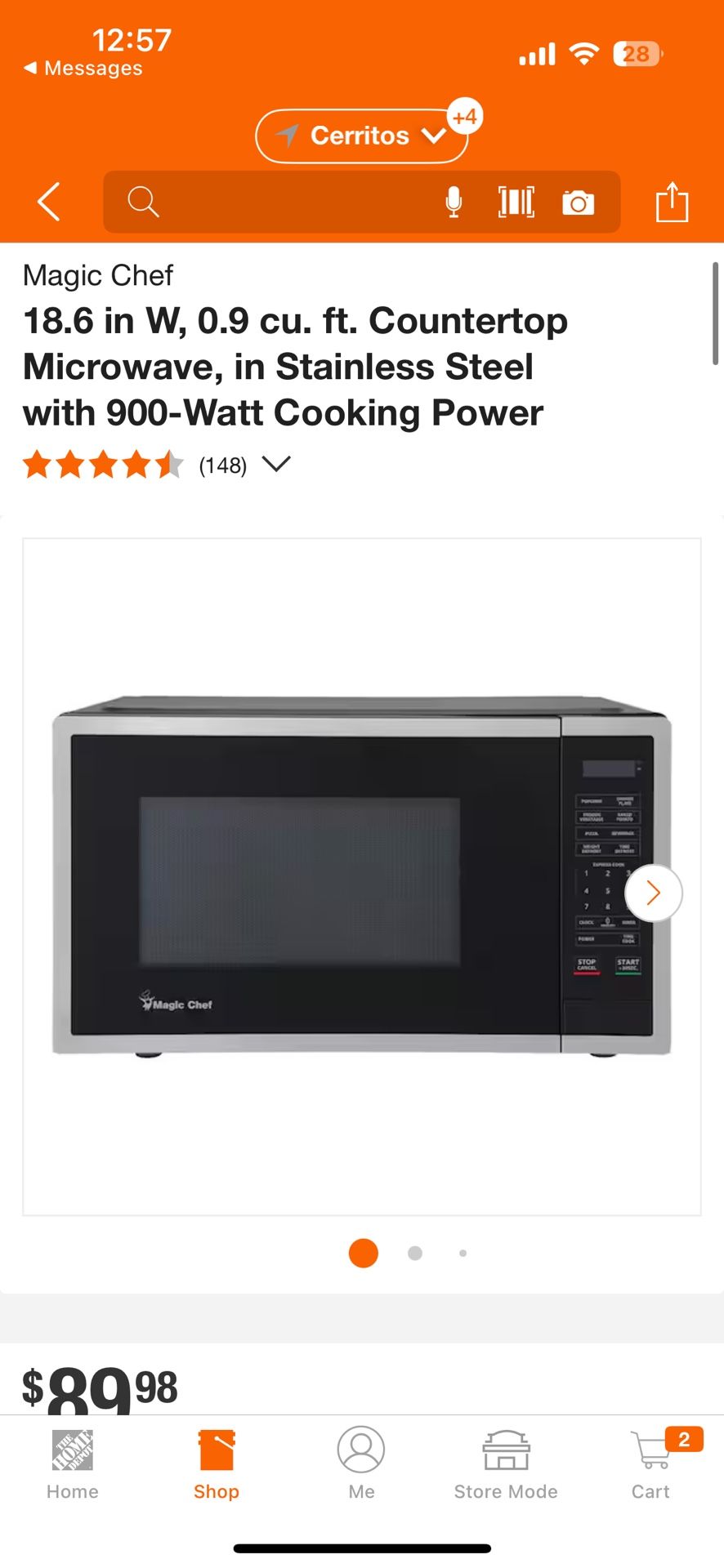 Magic Chef 18.6 in W, 0.9 cu. ft. Countertop Microwave, in Stainless Steel with 900-Watt Cooking Power