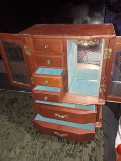 Wooden Jewelry Armoire with Mirror