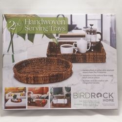 BIRDROCK HOME Handwoven Serving Trays 2 Pc