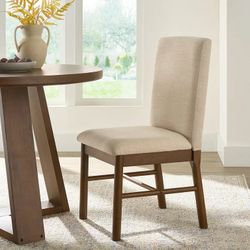 Tall Dining Chair 2 Pack, Walnut and Cream