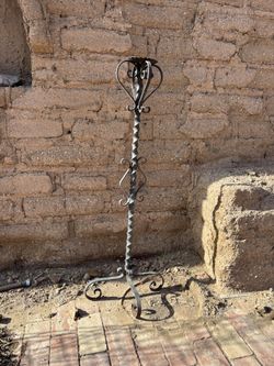Antique Wrought Iron Candle Holder Tall
