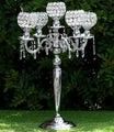 Silver Crystal Beaded Globe Metal Candelabra Candle