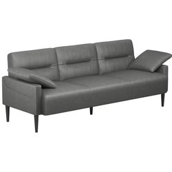 New 83” Faux Leather Upholstered Square Arm Sofa