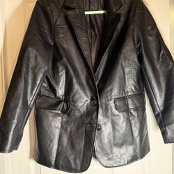 Black Faux Leather Blazer