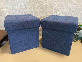 Blue Storage Ottomans (Set of 2)