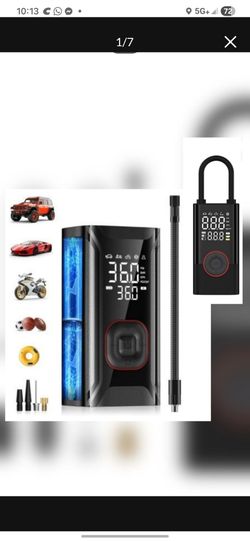 8000 mAh Tire Inflator Portable Air Compressor, Mini Air Pump for Car Tires, Electric Bike Tire Pump with Digital Pressure Gauge, Battery