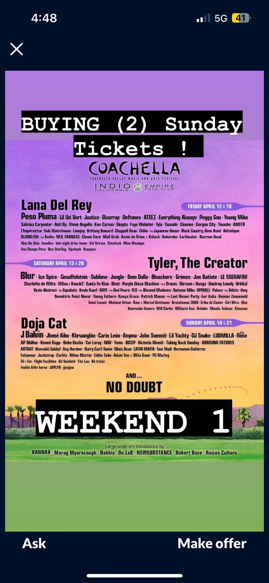 Buying 2 Sunday Wristbands