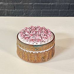 Antique German Elfinware Porcelain Roses Trinket Box w/ Brass Accents, c.1960’s
- Delivery Available