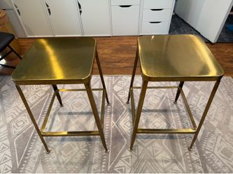 CB2 Brass Backless Counter Stools (set of 2)