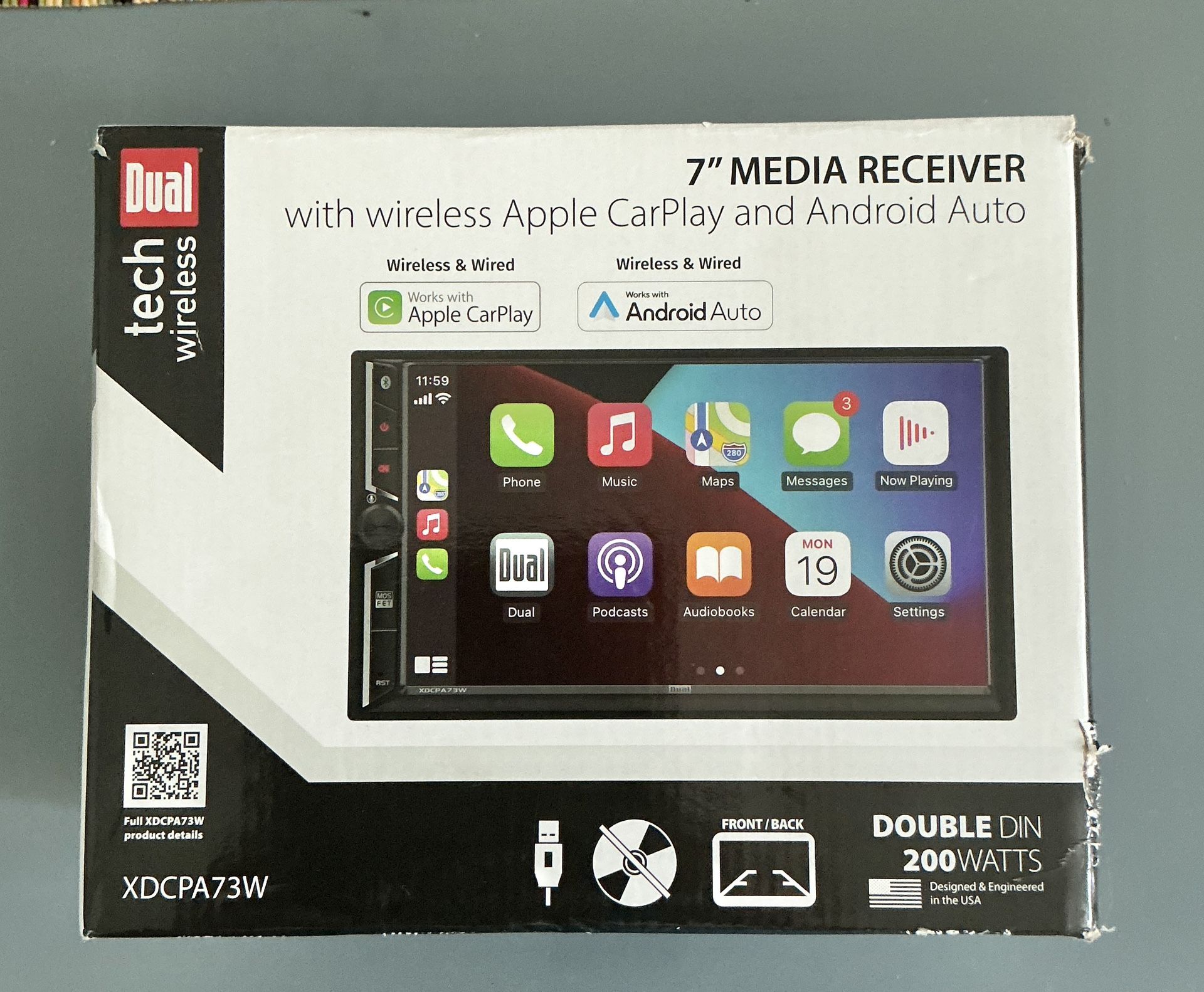 DUAL 7" Touchscreen Receiver Radio Apple Carplay Android Auto XDCPA73W