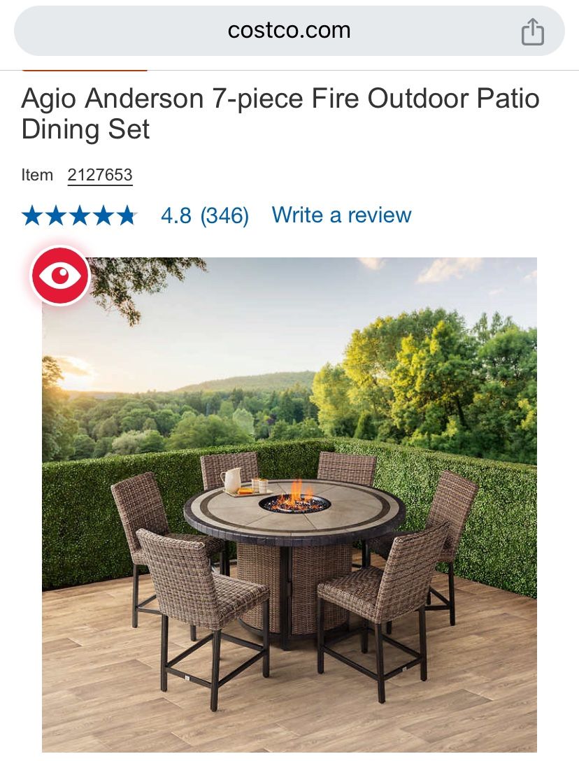 Agio Anderson 7-piece Fire Outdoor Patio Dining Set