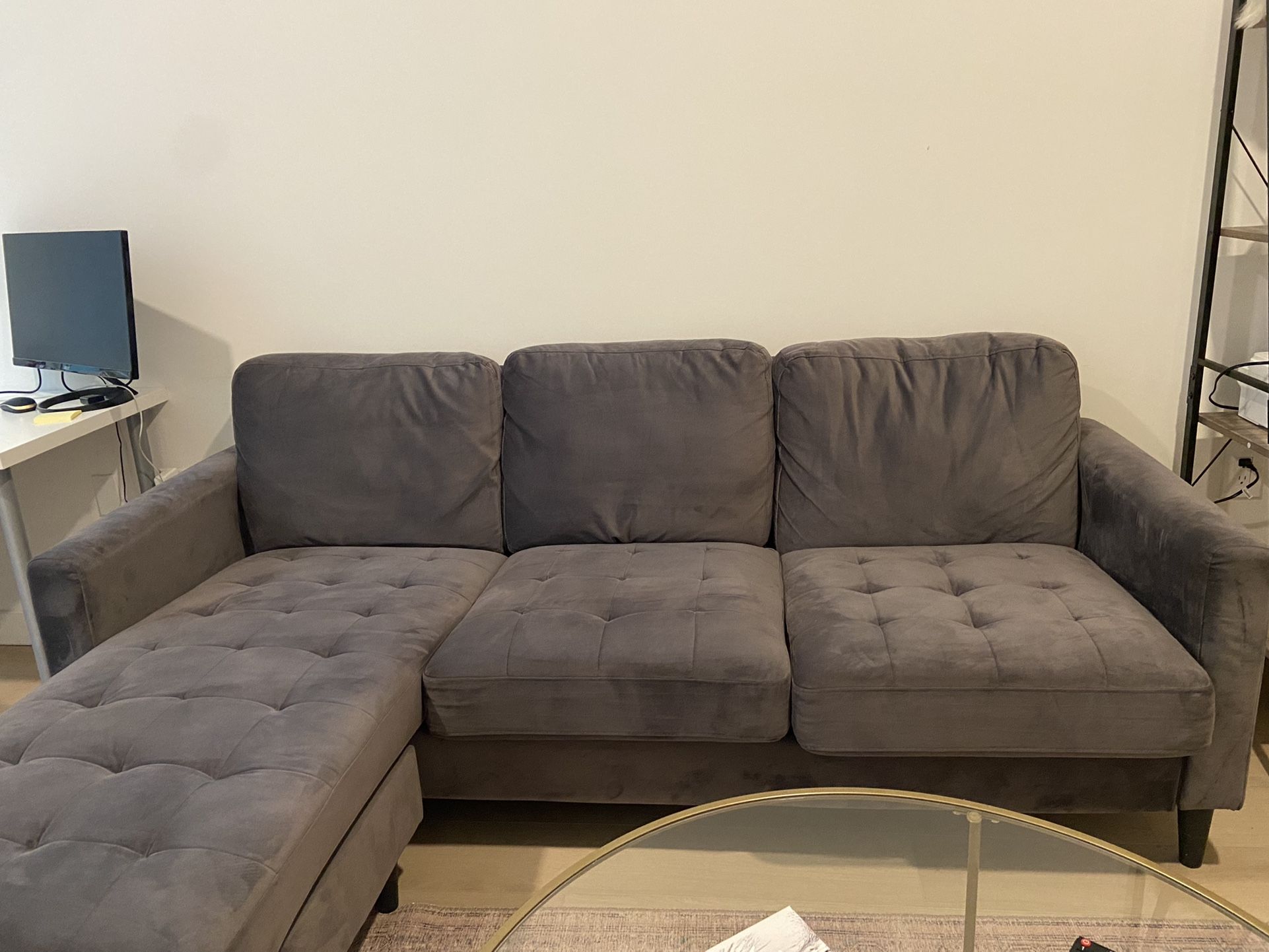 81.63" Wide Velvet Sofa & Chaise