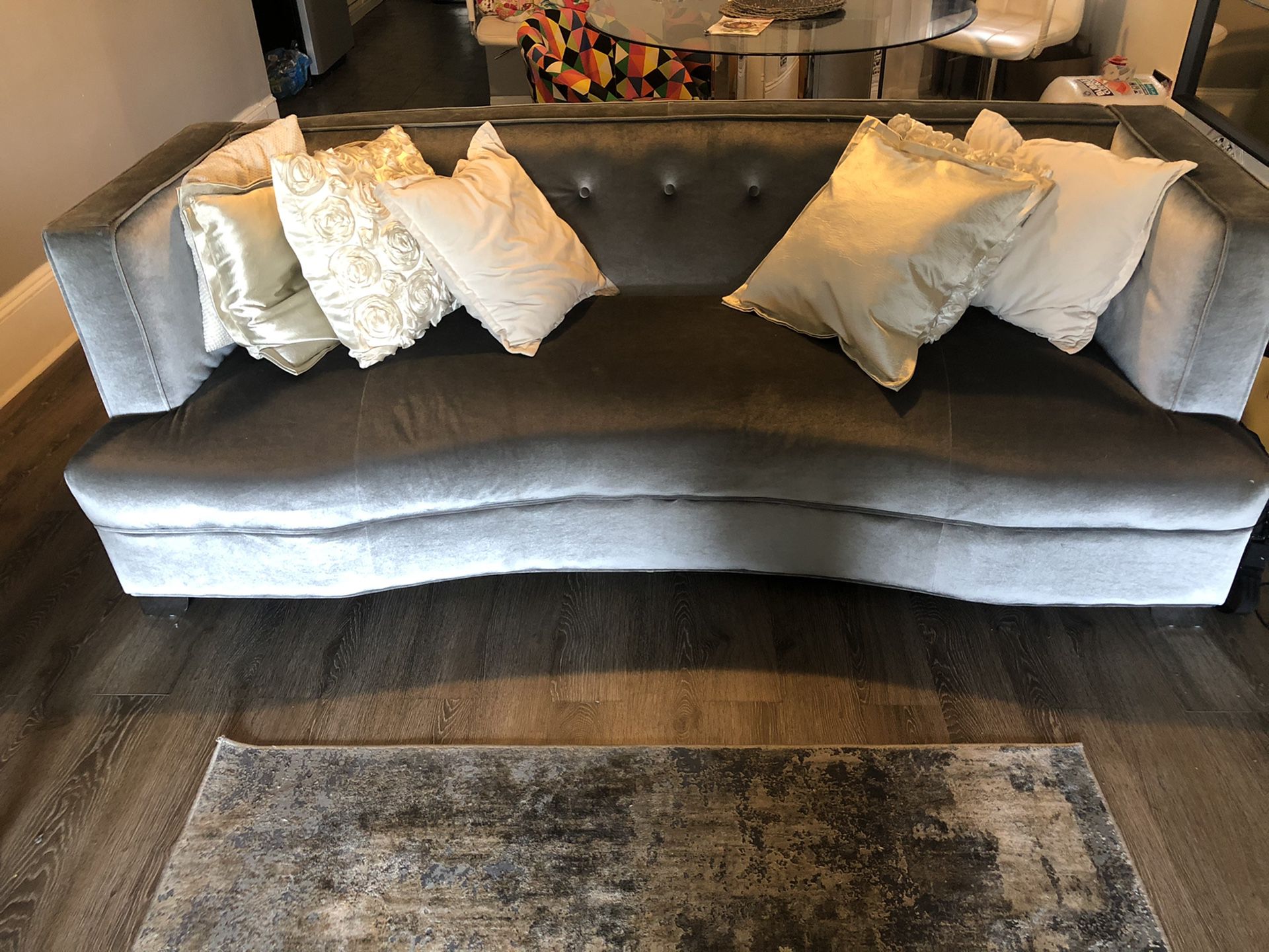 Long couch and extended love seat (light grey)