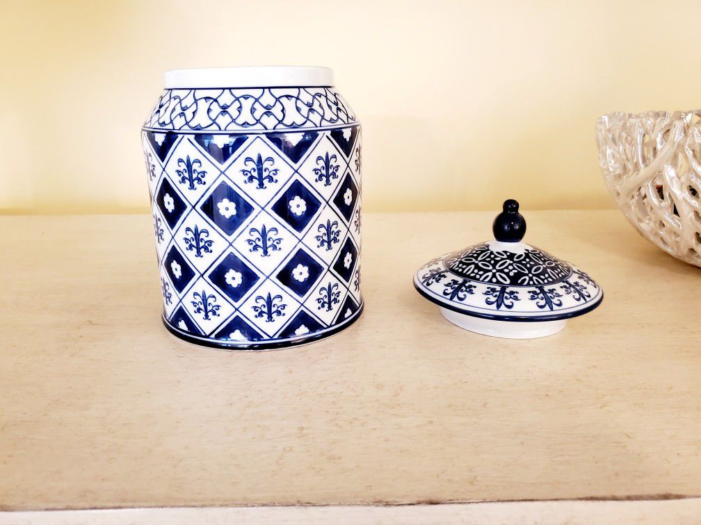 Pier 1 Imports - Blue & White Canister