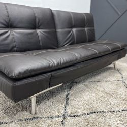 Brown Leather Futon - Free Delivery