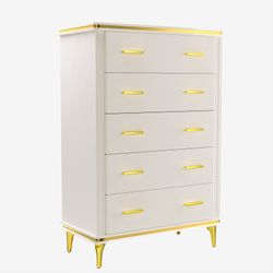 31.5" White Chest of 5 Drawer Dresser, for Bedroom, Living Room, Office,Easy to Match Design  