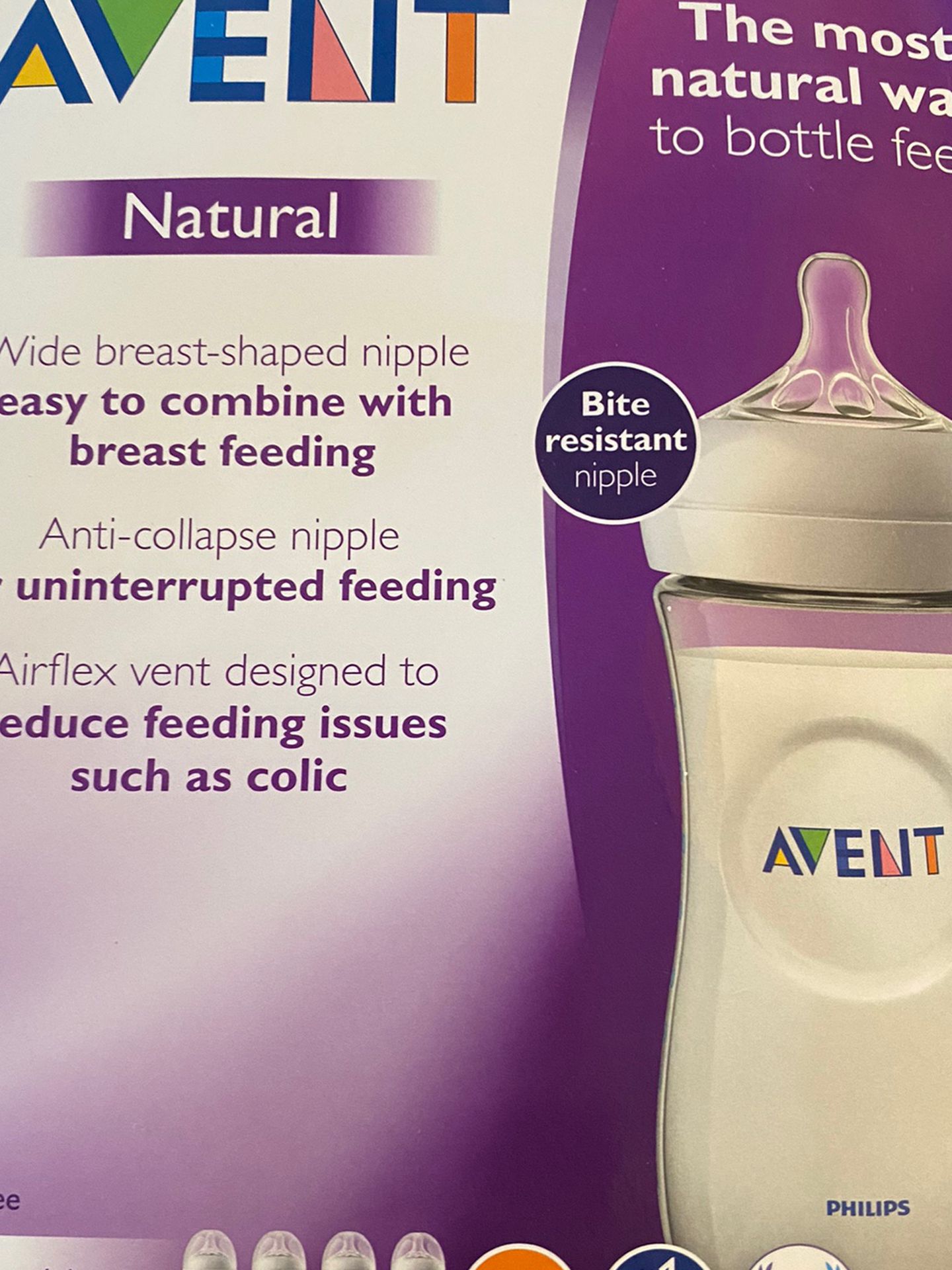 Avent Baby Bottles - Set Of 4 Used (size 4 Nipples)