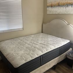 Queen size mattress, box spring, and frame