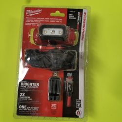 Milwaukee Rechargable Hard Hat Lamp Multiple Light Settings (Very Dirty)  Charging Cord and Hard Hat Clips New