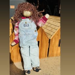 Vintage Doll In Jean Overalls With Liberty Patch