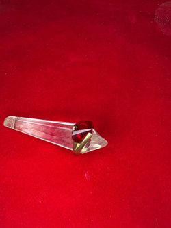 Crystal Icicle Pendant with Red Heart Stone