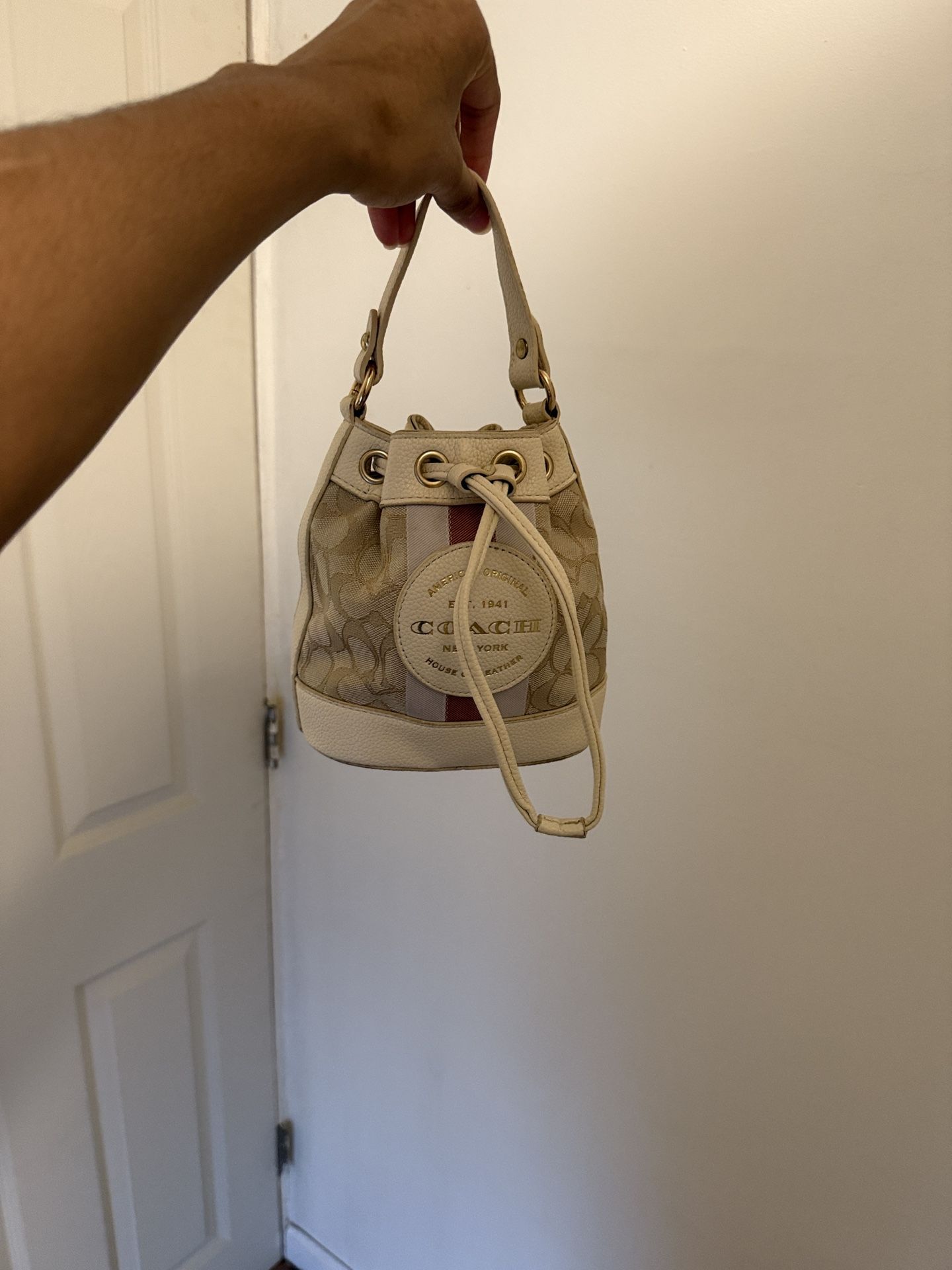 Coach Beige and Pink Mini Bucket Bag