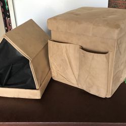 2 Collapsible Storage Attomans Unique, In That They Can Be Stored In The Covers. Nice For RV’s Good Condition