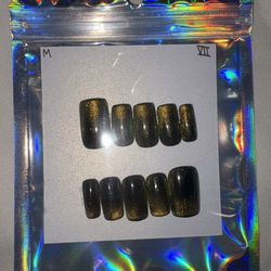 Black/Gold French Gel Press On Nail Set 