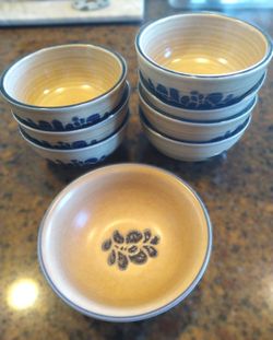 Vintage Pfaltzgraff Folk Art Fruit Bowls Set of 8