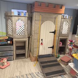 Children's Castle Playhouse with Ramp and Swing Chains