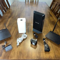 Lot of Four (4) Apple, Linksys, Netgear, Asus High-Performance Modem-Routers