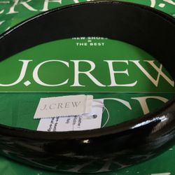 (NEW) (1 AVAILABLE) WOMEN’S J.CREW OVERSIZED BLACK METALLIC LEATHER HEADBAND - SIZE: OS (ONE SIZE)