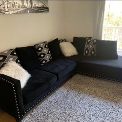 Black Suede Sectional 