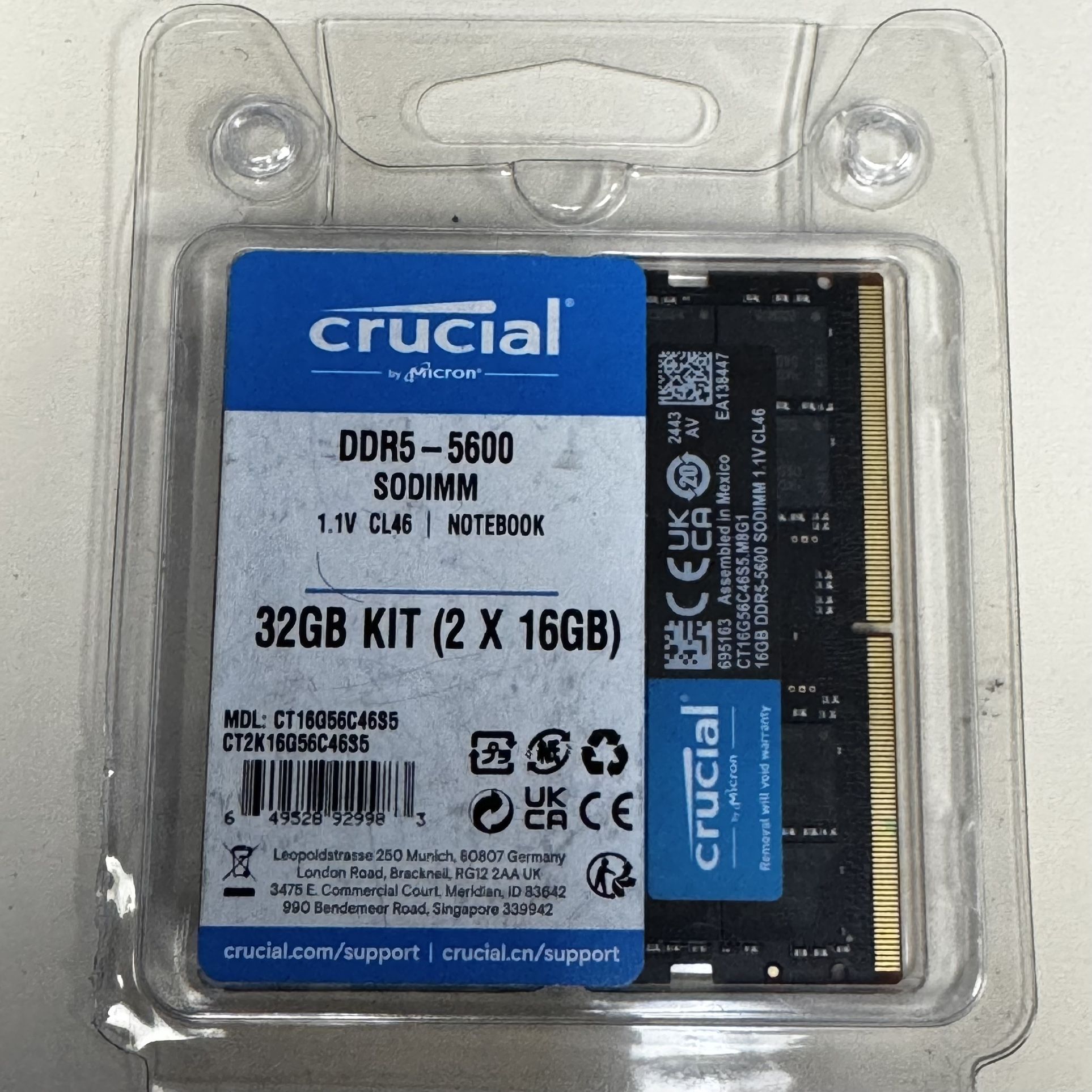DDR5 - 5600 SODIMM 1.1V CL46 32Gb KIT (2x 16Gb)