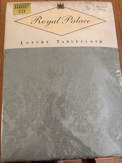 Royal Palace Luxury Tablecloth 60x118 Oblong Sage Green Damask Banquet New