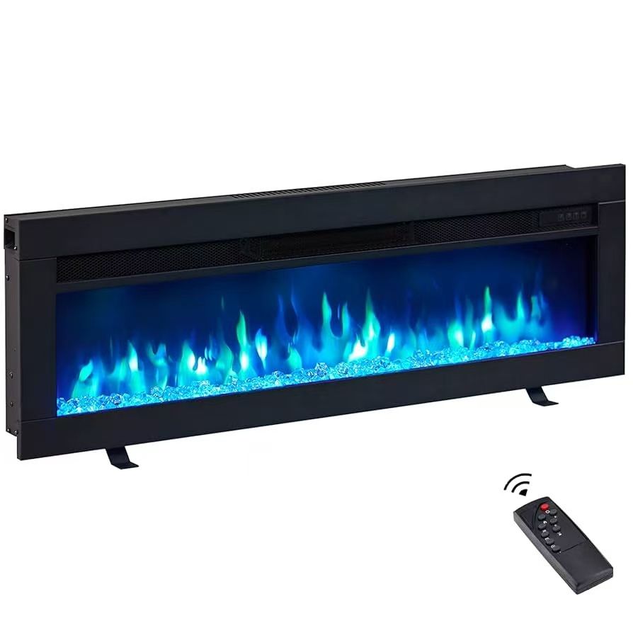 50 in. Wall Mounted and Built-In Freestanding Electric Fireplace (Need Converter) V220 $50