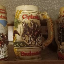 5 Budweiser Clydesdale Beer Mugs