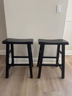 Black Wooden Bar Stools (Set of 2)