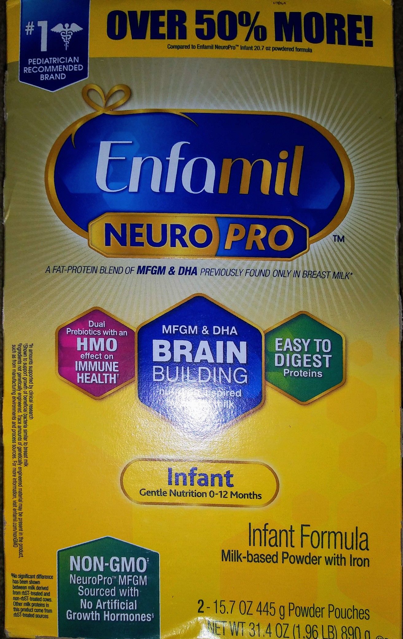 Unopened Enfamil Neuro pro infant baby formula refill 2-15.7oz pouches