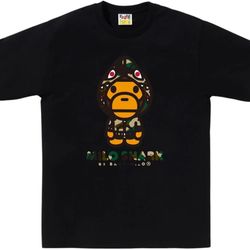 Sz 2XL BAPE 1st Camo Baby Milo Shark FZH Tee Black/Yellow A BATHING APE