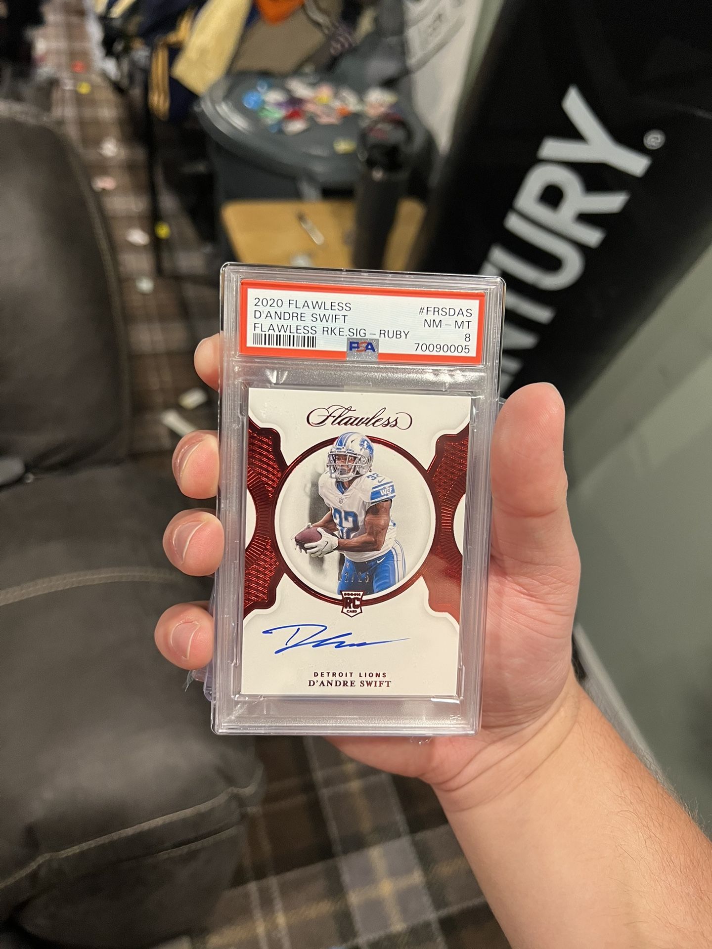 D’andre Swift Flawless Rookie Auto /15 PSA 8