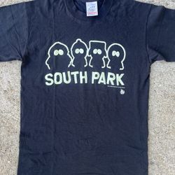 Vintage 1999 South Park Black T-Shirt Comedy Central Size Small Glow In Dark