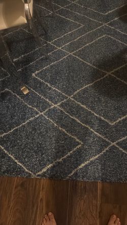 Dark Blue Geometric Diamond Pattern Area Rug