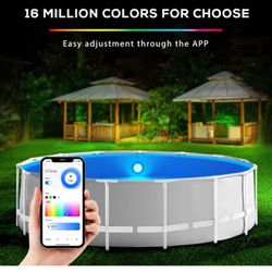 Above Ground Pool Lights with APP Control 20W RGB Dimmable LED Pool Lights with Suction Cups and Built-in Magnets 12V Underwater Pool Light for Above 
