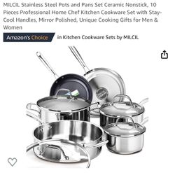 Stainless Steel Pots and Pans Set Ceramic Nonstick for Sale in Los Angeles,  CA - OfferUp
