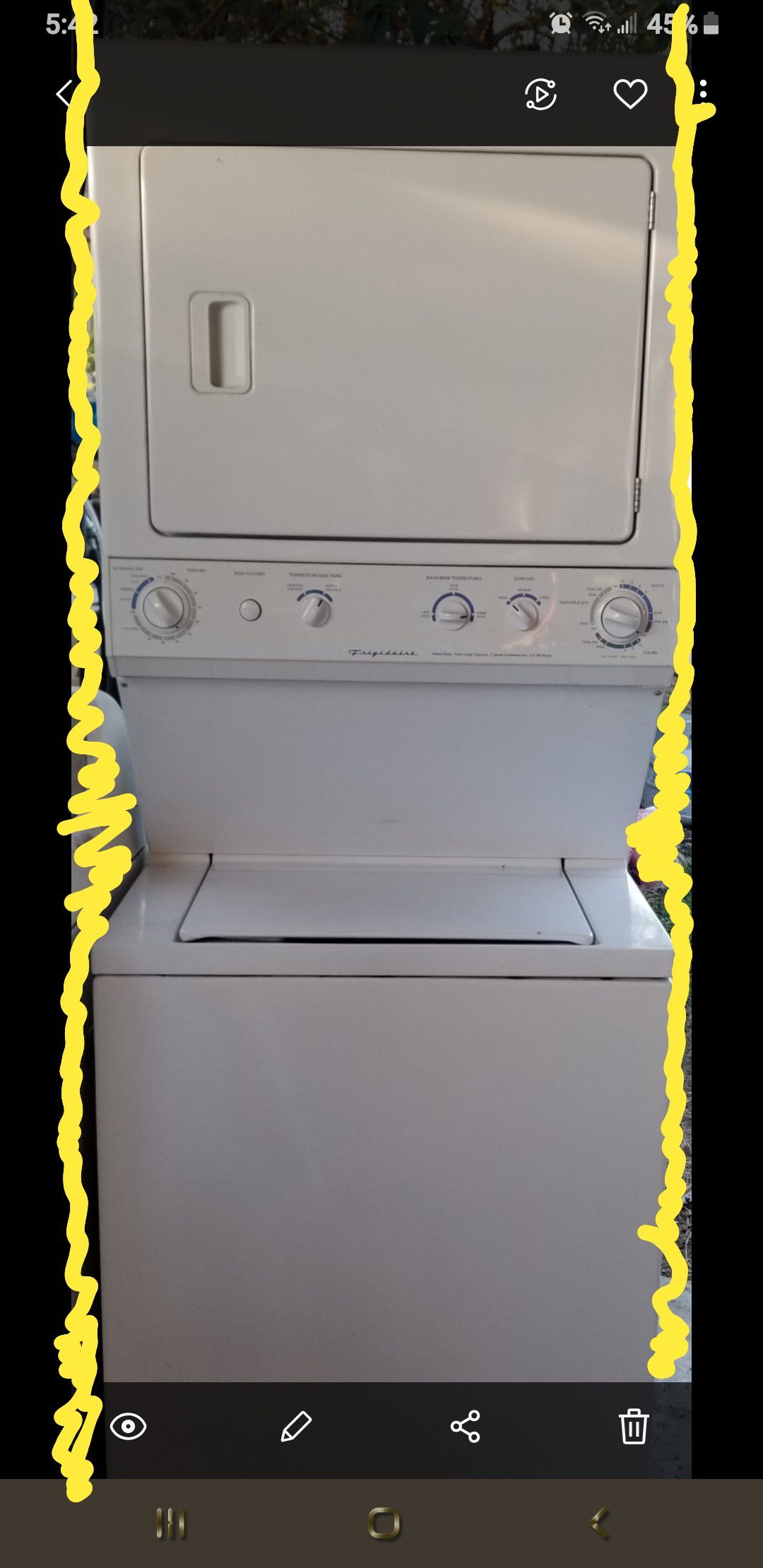 Stackable washer $375 dryer 27"