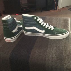 Vans Men's Skate Sk8-Hi Mountain View Blue Green Canvas Suede shoes Size 11.5